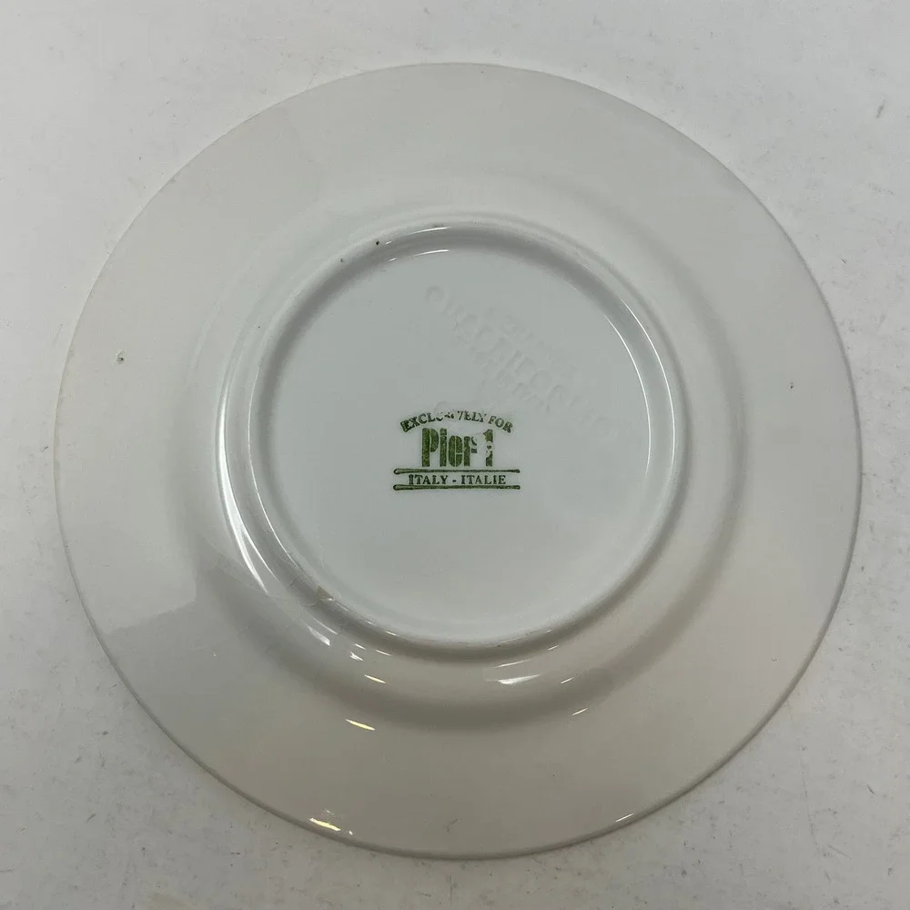 Pier 1 Versailles Salad Plates Set 4 Green Blue Leaf Italy Ceramica Quadrifoglio